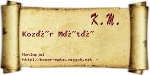 Kozár Máté névjegykártya