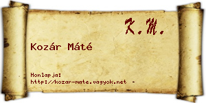 Kozár Máté névjegykártya