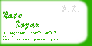 mate kozar business card